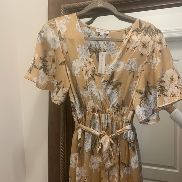 Baltic Born - Sicity Taupe Floral Satin Maxi - Picture 2 of 4